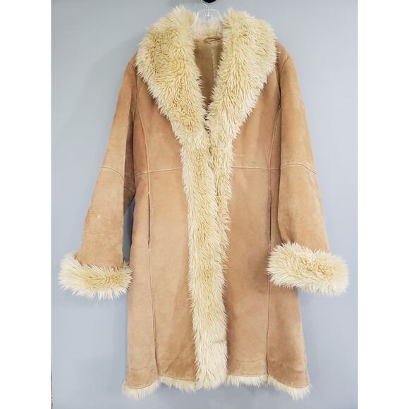 Wilsons Leather Jacket Womens M Suede Penny Lane Coat Vintage 90s Boho Mod 70s
